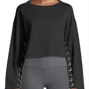 ALO Crewneck Sweatshirt Crop Top Black Size Small